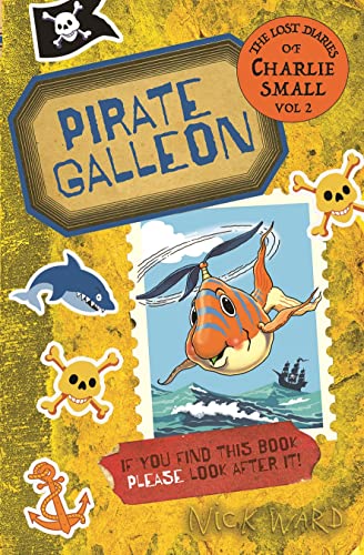 Book cover: cartoon orange creature flying over a pirate ship.