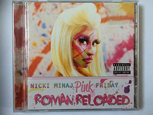 CD case featuring Nicki Minaj with blonde hair and pink paint splatters.