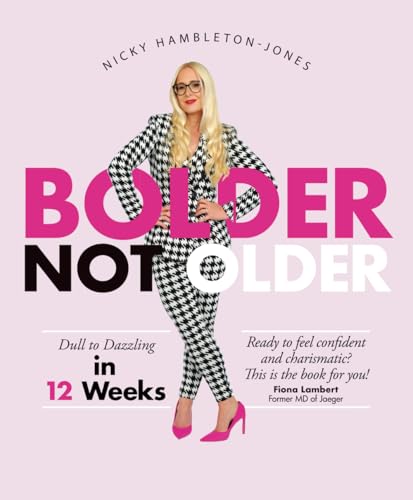 Book cover featuring a woman in a houndstooth suit, titled “Bolder Not Older”.