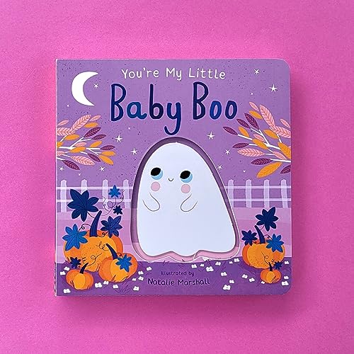 Board book cover with a smiling ghost, pumpkins, and autumnal foliage.