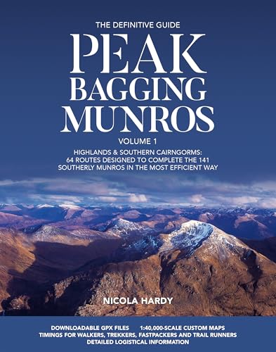 Map and hiking routes book cover with Scottish Highlands landscape and Munros listed.