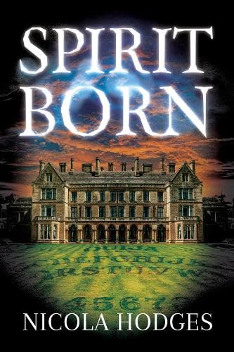 Book cover: “Spirit Born” with a haunted house and glowing numbers.
