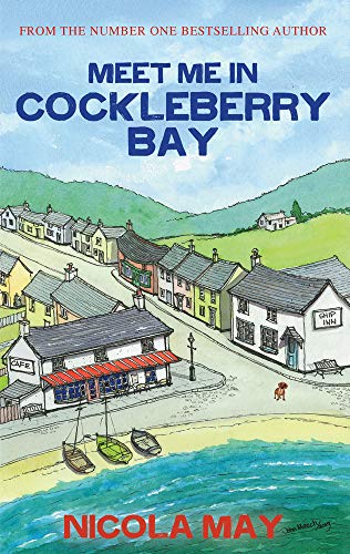 Book cover: watercolor illustration of a coastal town and harbor.