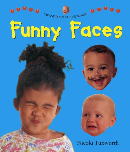 Cover of “Funny Faces” book featuring three babies making expressions.