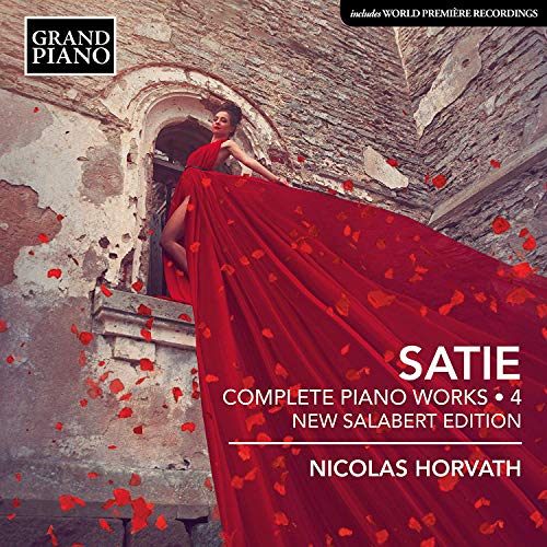 CD cover: woman in red dress, arched doorway, “Satie” text.