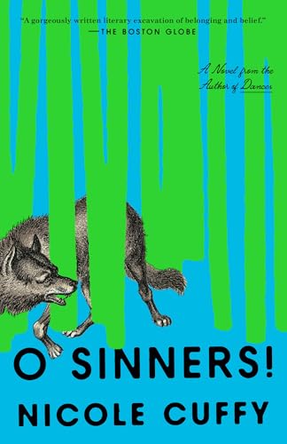 Book cover: green and blue stripes, a wolf, and bold title text.