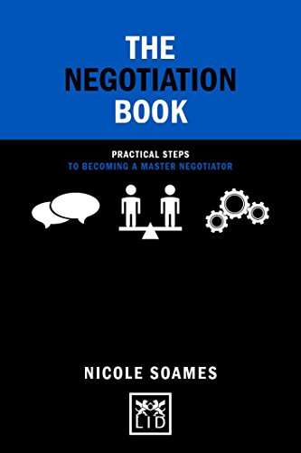 Book cover: "The Negotiation Book" with icons of speech bubbles and people.