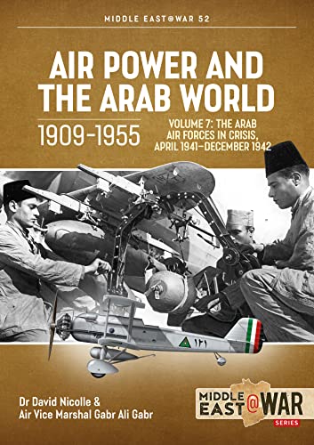 Book cover: vintage aircraft, Arab soldiers, and text about Middle East air power.