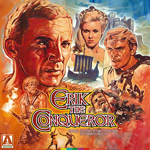 Vintage movie poster for “Erik The Conqueror” with actors and a ship.