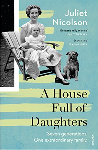 "A House Full of Daughters" book cover featuring a black-and-white photo of a woman, baby, and dog.
