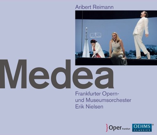 Lavender album cover with "Medea" title, featuring a photo of two women in dramatic attire.