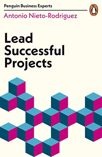 Book cover: "Lead Successful Projects" with abstract blue and pink blocks.