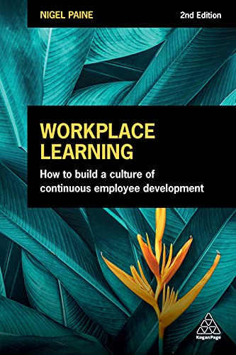 Book cover: "Workplace Learning" with tropical leaf and flower imagery.