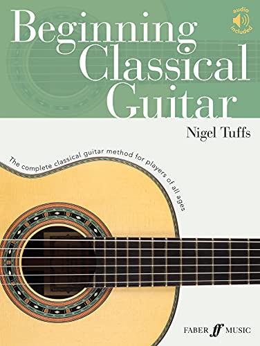 Book cover: "Beginning Classical Guitar" with a classical guitar image.