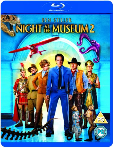 Night at the Museum 2" Blu-ray cover with Ben Stiller and museum exhibits.