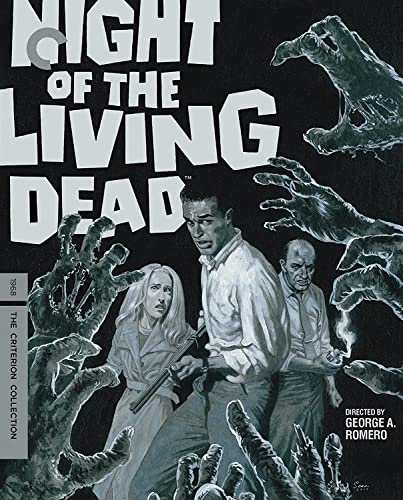 Night of the Living Dead" Blu-ray cover with reaching zombie hands and people.