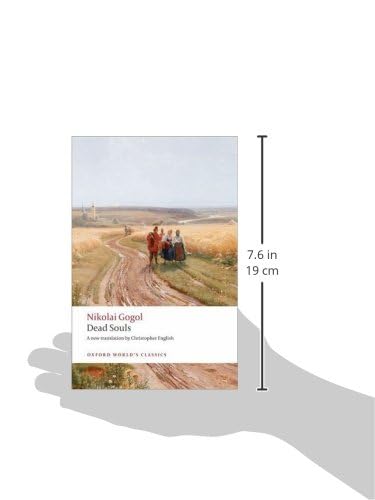 Book cover: "Dead Souls" by Nikolai Gogol, with a rural landscape.