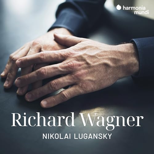 CD cover featuring pianist Nikolai Lugansky’s hands and “Richard Wagner” text.