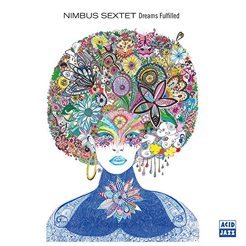 The image shows a vinyl record cover with a woman's face and floral hair.