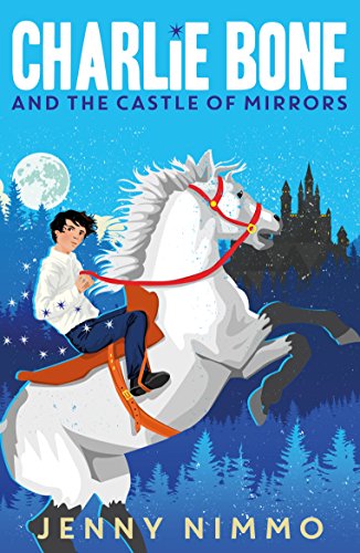 Book cover: boy riding a white horse before a castle.