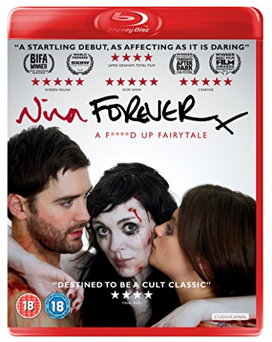 Blu-ray cover for Nina Forever featuring a man between two women, one pale-faced.