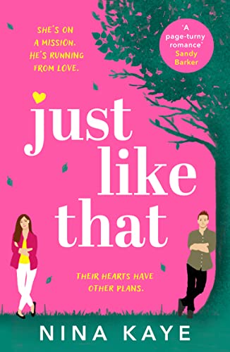 Book cover: āJust Like Thatā by Nina Kaye, with couple illustration.