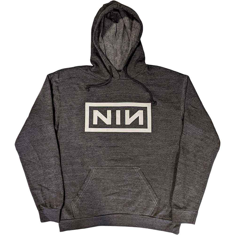 Black pullover hoodie with large, white Nine Inch Nails classic logo on chest.