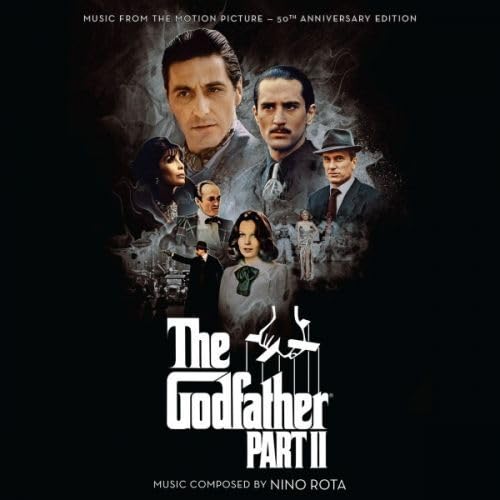 CD cover for "The Godfather Part II" soundtrack, featuring film characters.