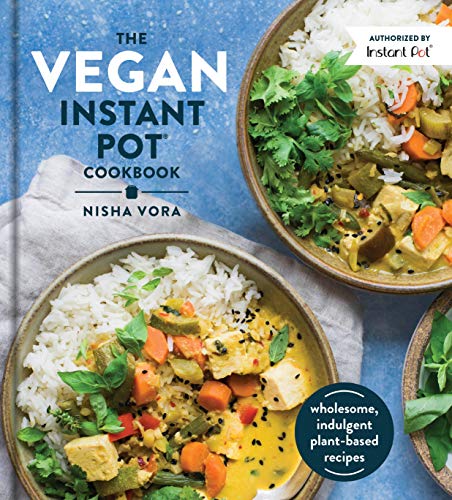 Cookbook cover featuring vegan Instant Pot recipes and colorful food photography.