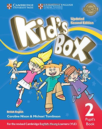 Kid's Box Level 2 Pupil's Book cover with cartoon children and bright colors.