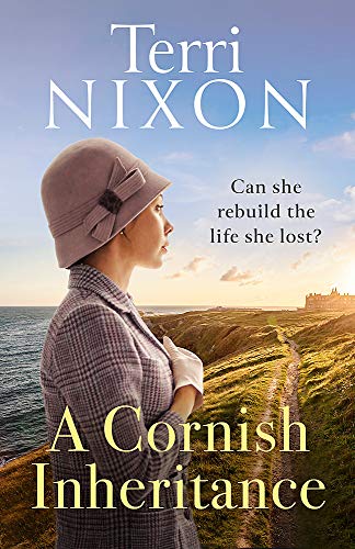 Book cover: woman in hat looking towards coastal path and castle.