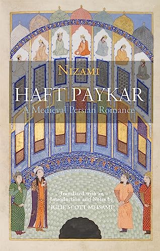 Book cover for “Haft Paykar” featuring ornate Persian miniature painting.