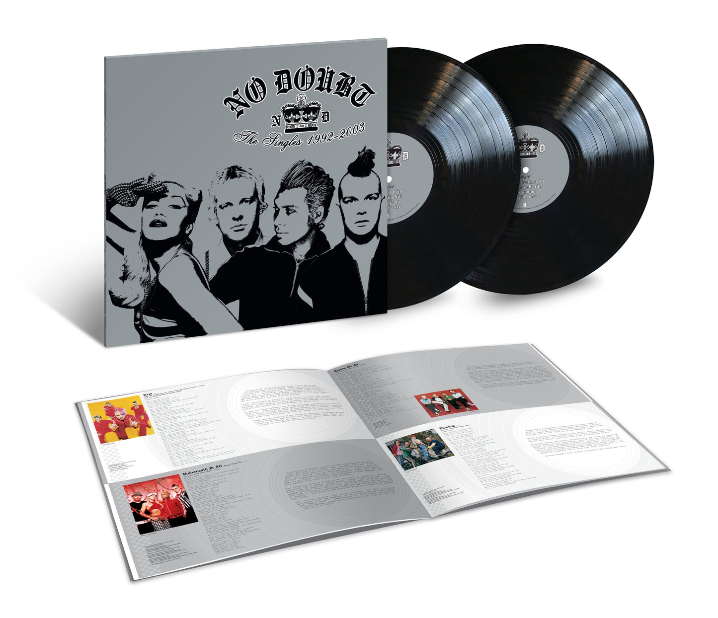 No Doubt’s “The Singles 1992-2003” vinyl record with album art and inserts.