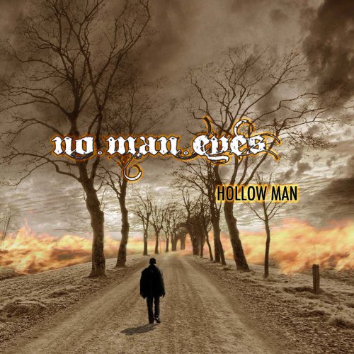 CD cover: lone figure walks down a road toward fire and trees.