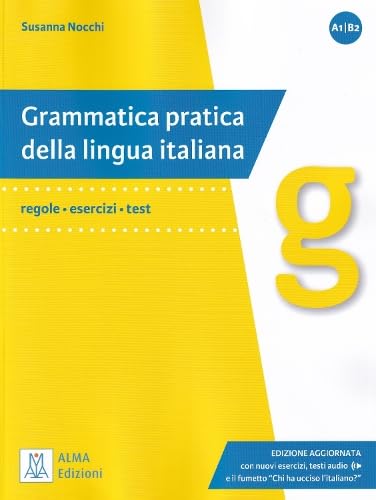 Italian grammar textbook cover, yellow and blue design, with letter "g".