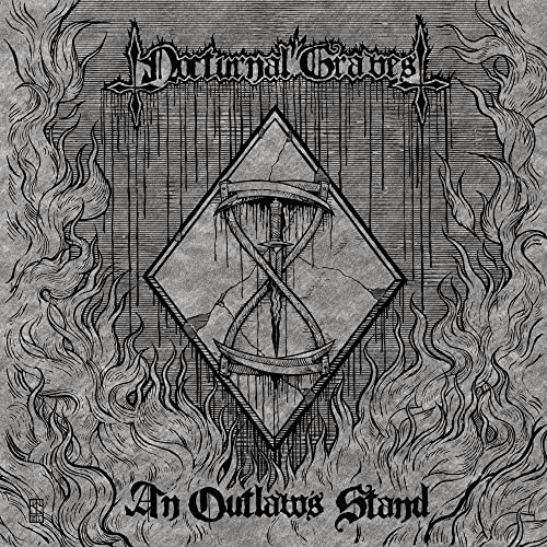Black and white album cover with an hourglass inside a diamond frame.
