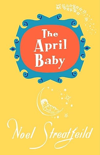 Book cover: "The April Baby" with a baby on a crescent moon.