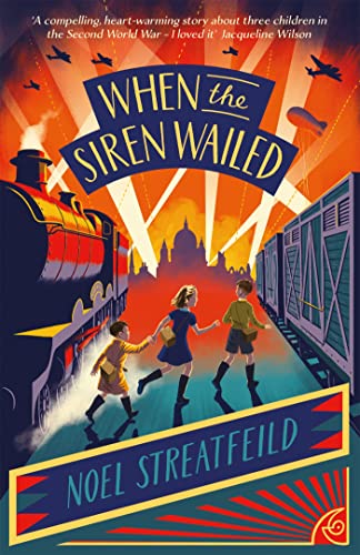 Book cover: children running towards a train with wartime planes above.