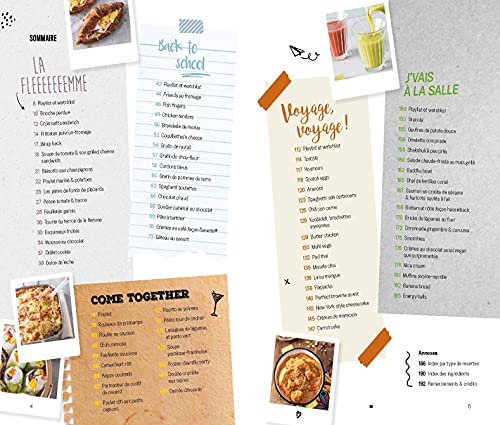 Cookbook “Food Moods” by Noémie Bourrié, open to recipe pages with food photos.