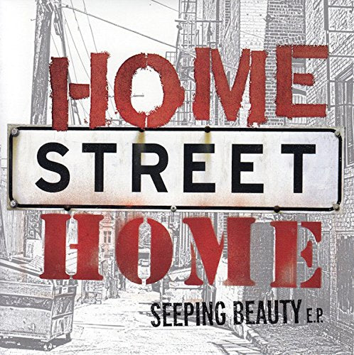 Record cover with distressed street sign reading "Home Street Home" and text.
