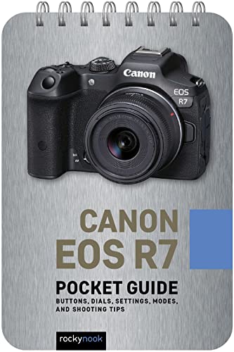 Spiral-bound pocket guide for the Canon EOS R7 camera.
