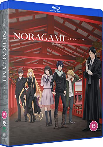 Noragami Aragoto Season 2 Blu-ray cover featuring anime characters before a temple.