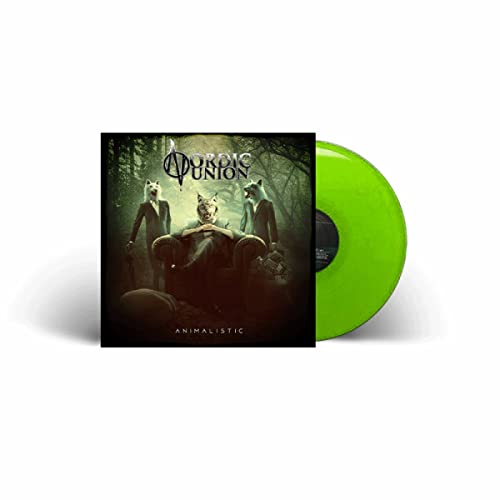 Vinyl record and album cover featuring figures with animal heads.