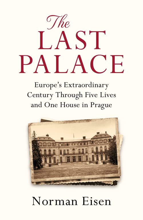 Book cover with large red title and sepia-toned photo of a large building.