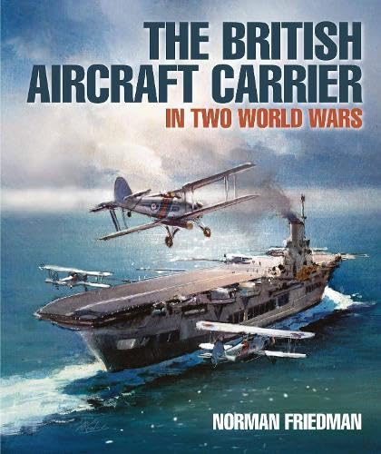 Book cover showing a British aircraft carrier at sea with biplanes flying above.