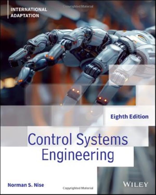 Textbook cover with robotic hand and title “Control Systems Engineering.”