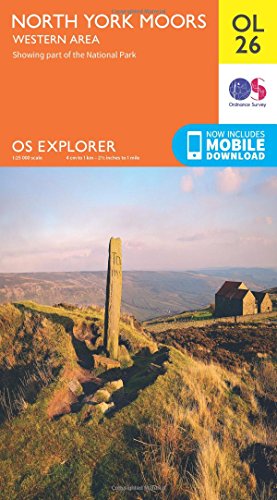 Orange Ordnance Survey map of the North York Moors Western Area.