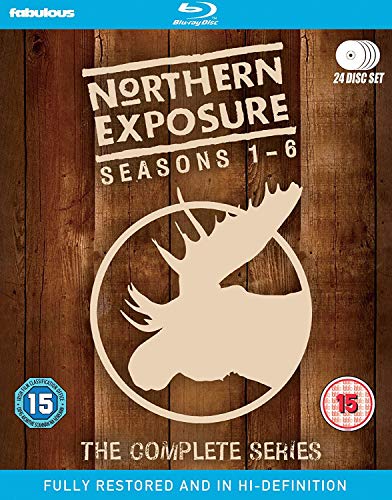 Northern Exposure" complete Blu-ray set, woodgrain background, with a moose silhouette.