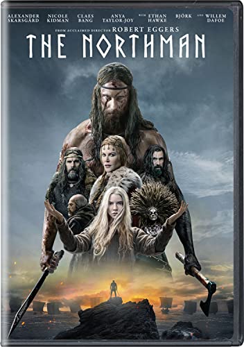DVD cover for “The Northman” featuring a warrior and cast members.
