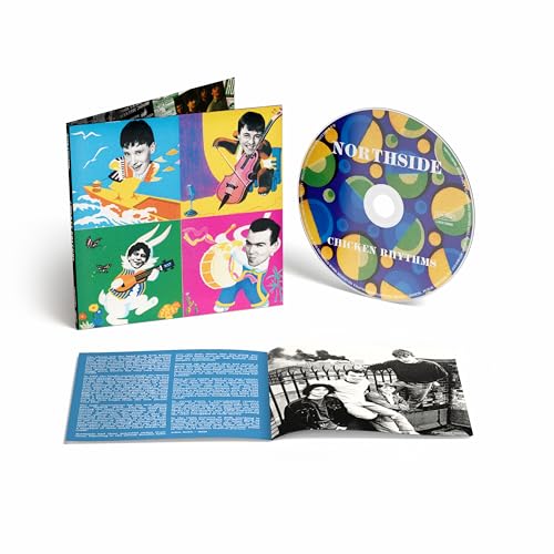 CD case and disc for Northside’s “Chicken Rhythms” album, colorful cover art.